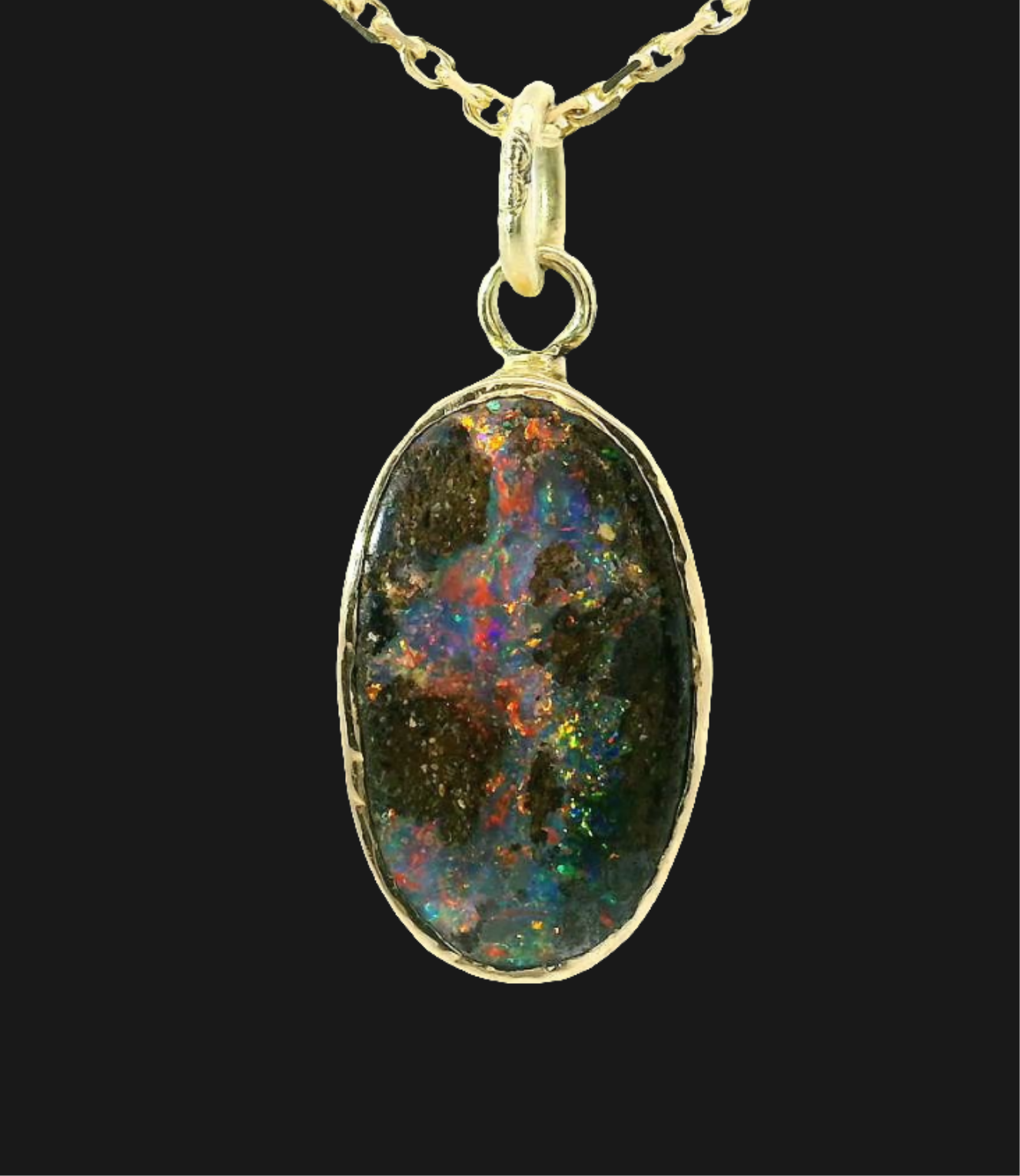 Boulderopal-Anhänger Multicolor in 585 Gelbgold