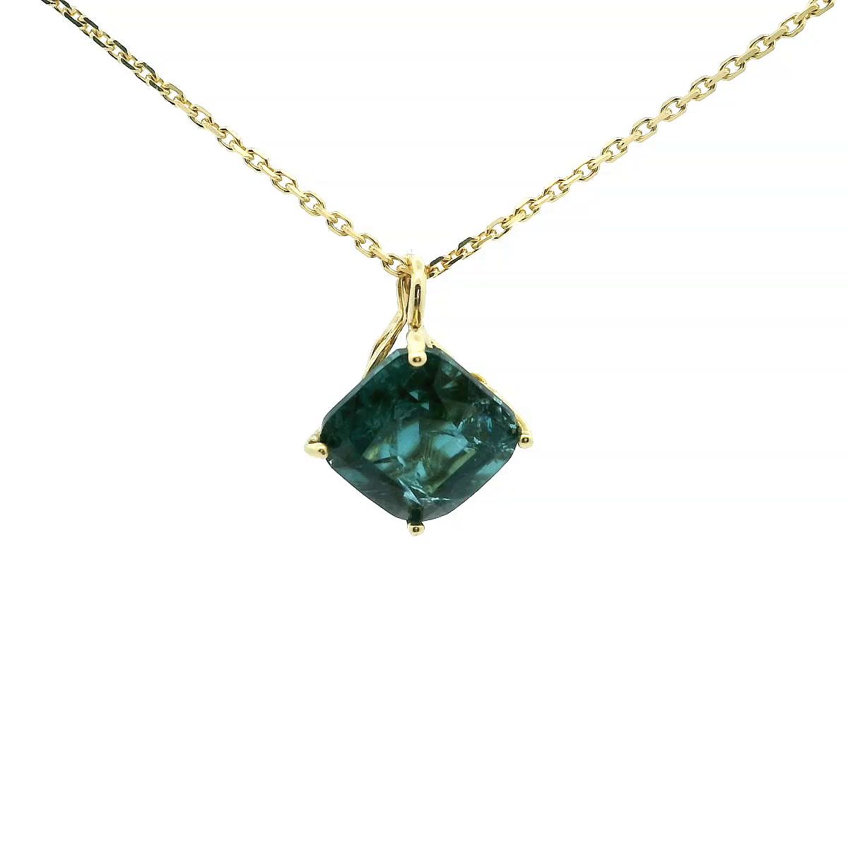 Indigolith Anhänger (blauer Turmalin) in 585 Gelbgold