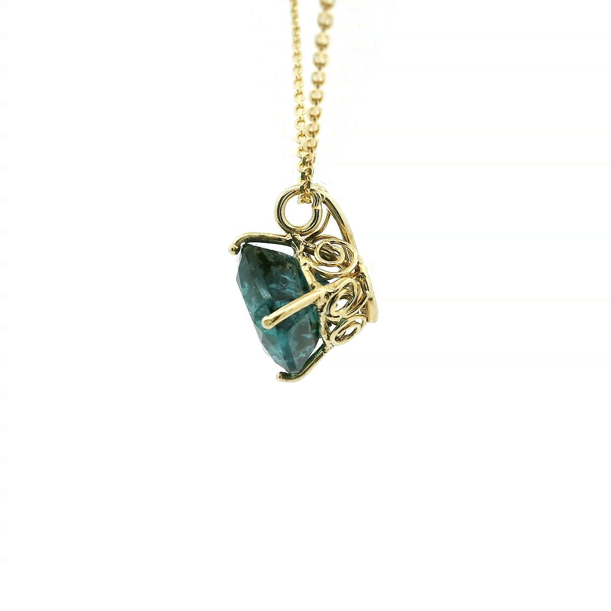 Indigolith Anhänger (blauer Turmalin) in 585 Gelbgold
