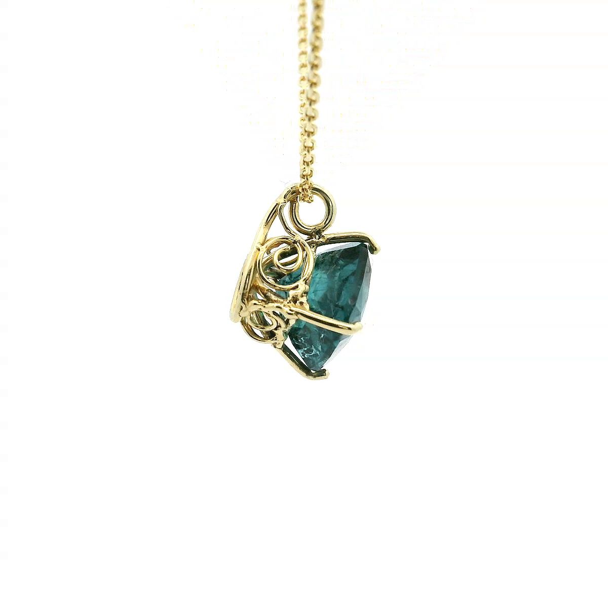 Indigolith Anhänger (blauer Turmalin) in 585 Gelbgold