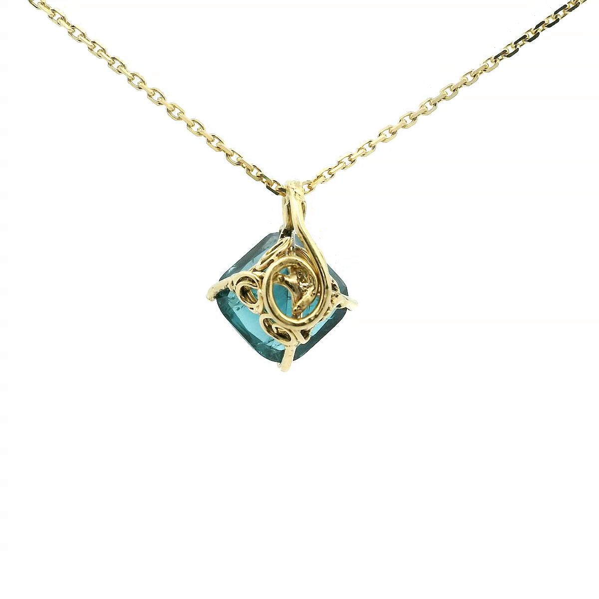Indigolith Anhänger (blauer Turmalin) in 585 Gelbgold