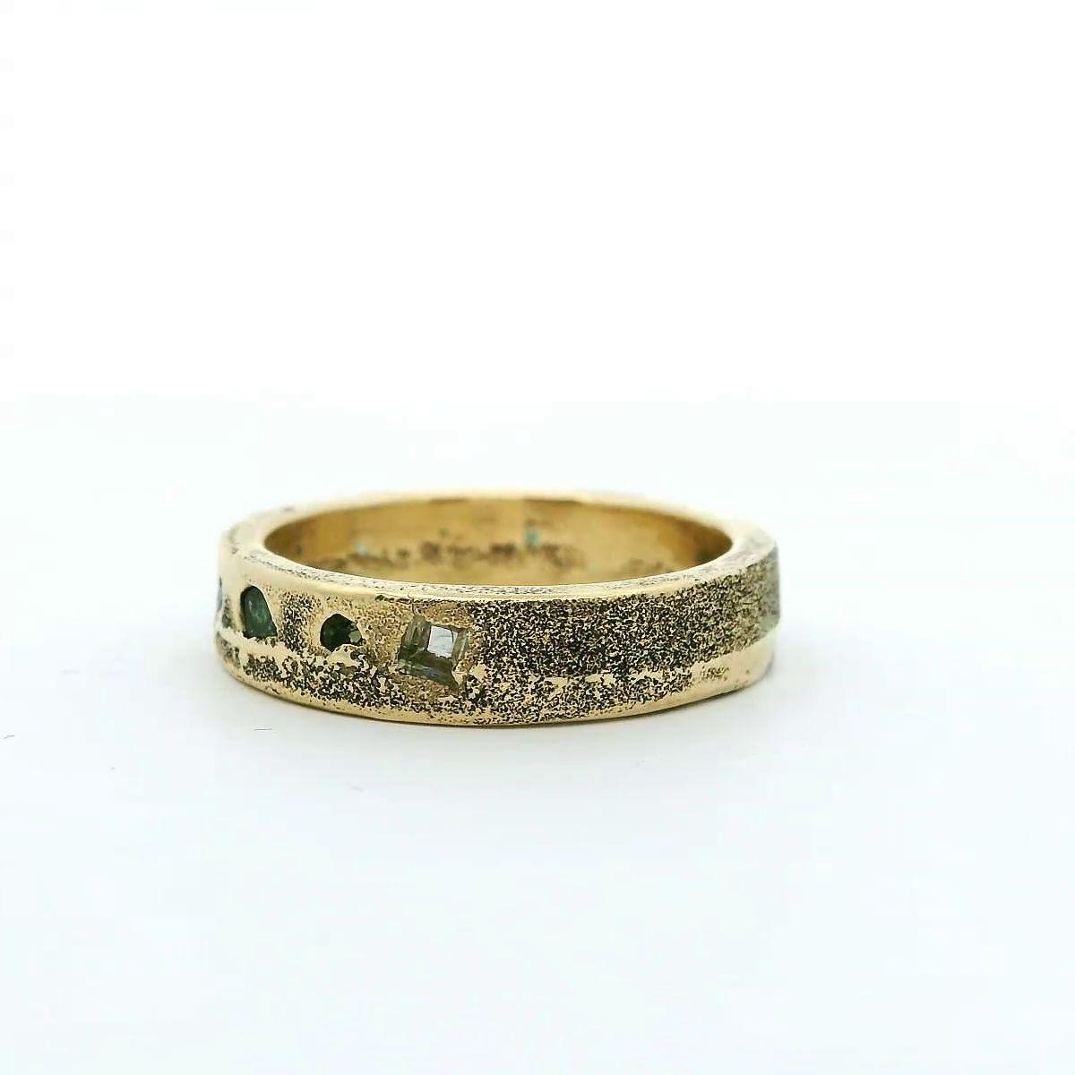 Sandgussring 14k Gelbgold, Größe 61