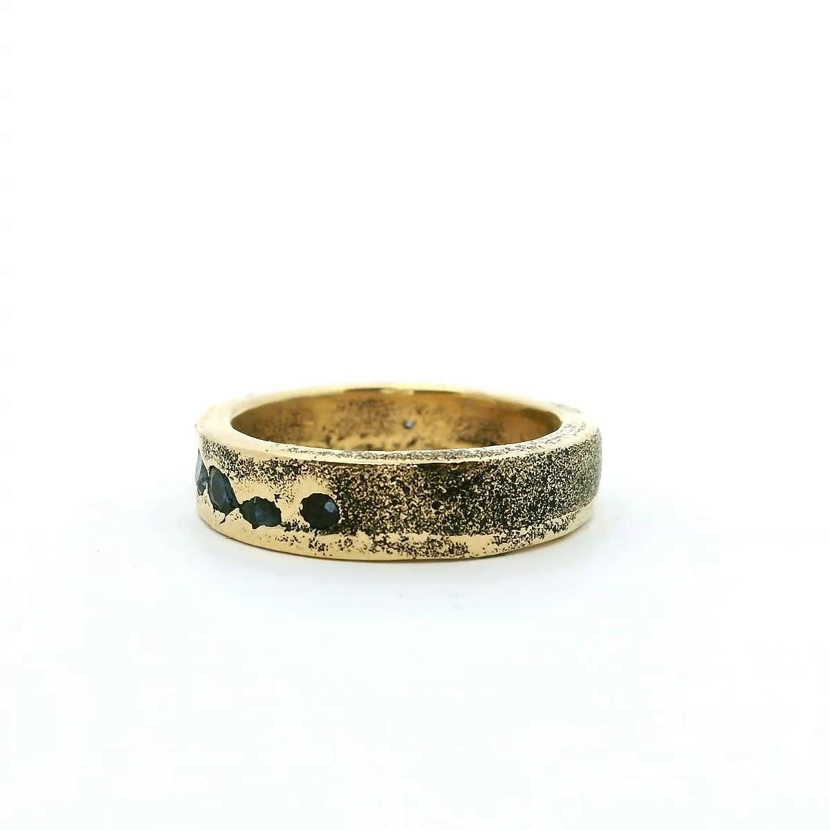 Sandgussring 14k Gelbgold, Größe 55