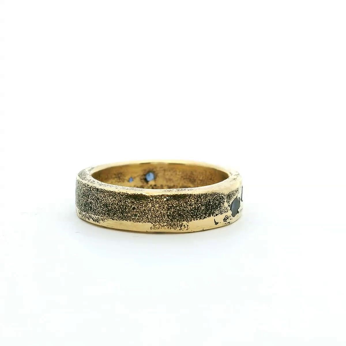 Sandgussring 14k Gelbgold, Größe 55